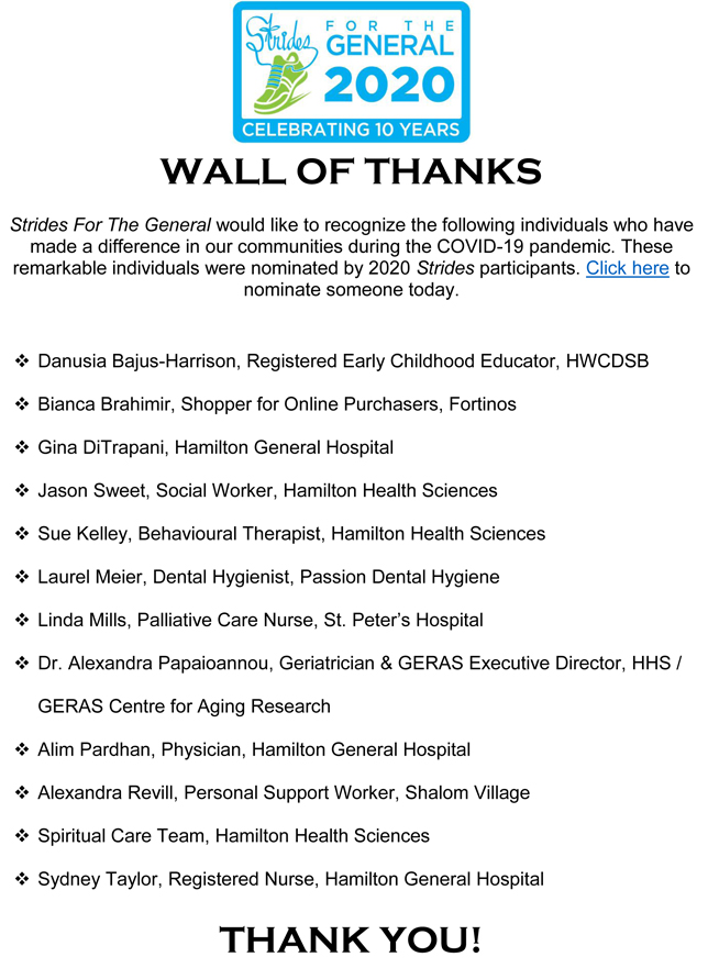 2020 Strides Wall of Thanks Sept 17